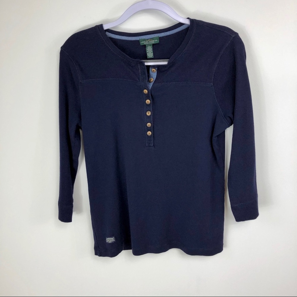 Lauren Jean‎ Co. navy blue Henley top Sz Large